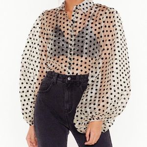 NASTYGAL ORGANZA POLKA DOT BLOUSE